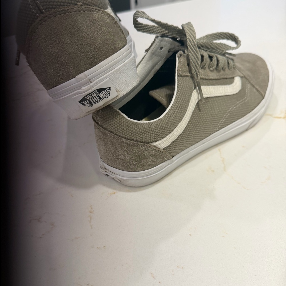 Vans adult gray green sage Sneakers. These can be men’s 7.5 or women’s 9.